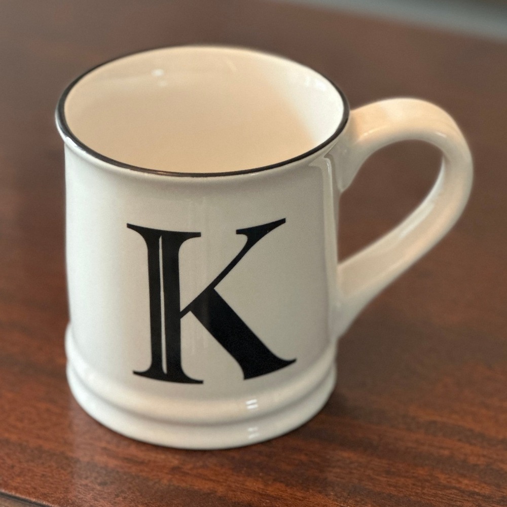 Modern Expressions Monogram Initial Coffee Tea White Black K Ceramic Mug